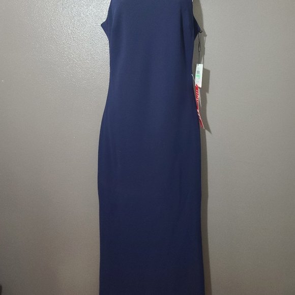 NWT Calvin Klein Navy Blue Formal Maxi Dress - Picture 3 of 13